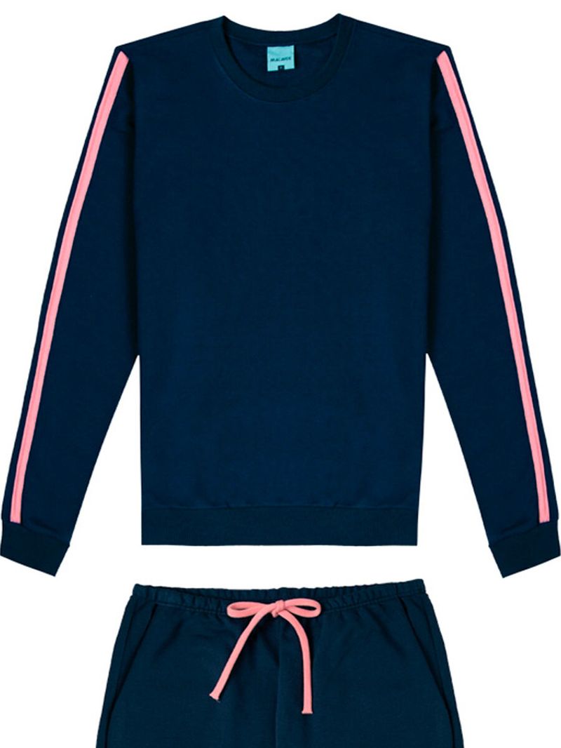 pijama infantil menina longo malwee 1000090610 azul marinho - C&A