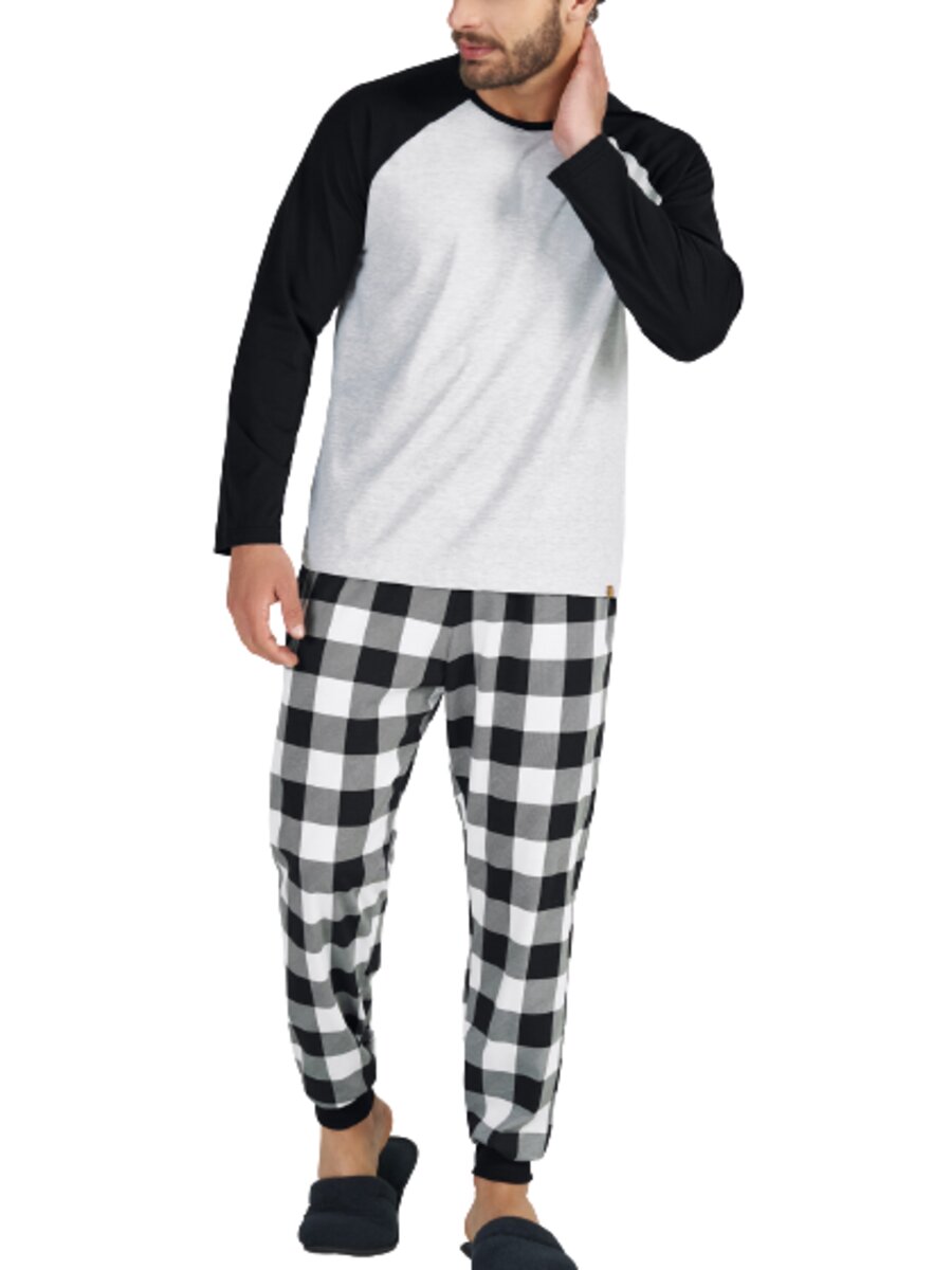 PIJAMA MASCULINO LONGO KPUTZ 30102 Cor Com Amor Cinza e Preto Menor preço em PIJAMA MASCULINO LONGO KPUTZ 30102 Cor Com Amor Cinza e Preto