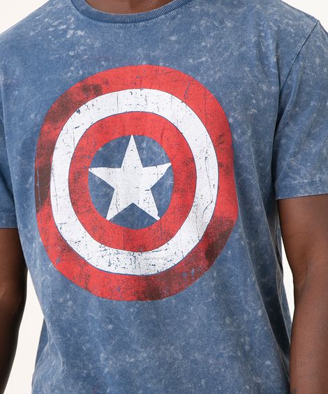 camiseta de algodão marmorizada capitão américa azul marinho