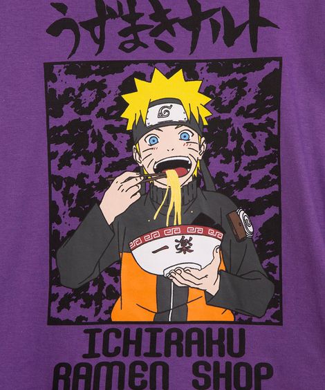 camiseta infantil de algodão com recorte naruto roxo