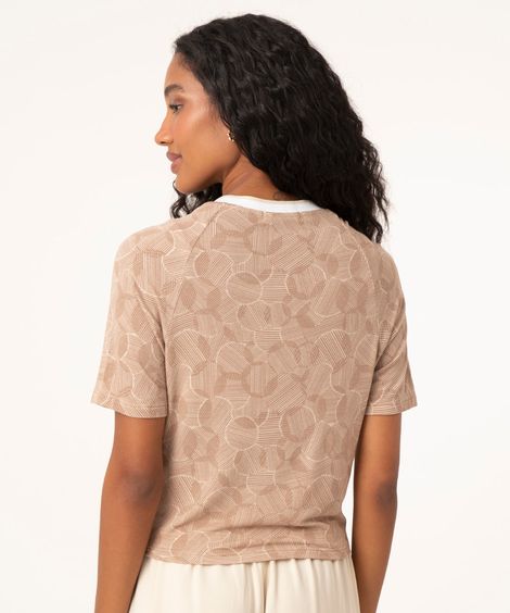 blusa decote v com nó bege