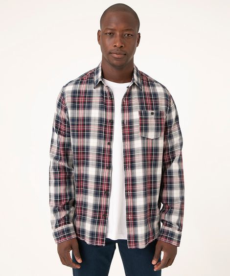 camisa xadrez de flanela manga longa multicor