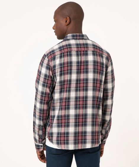 camisa xadrez de flanela manga longa multicor
