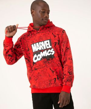 blusão de moletom com capuz marvel vermelho