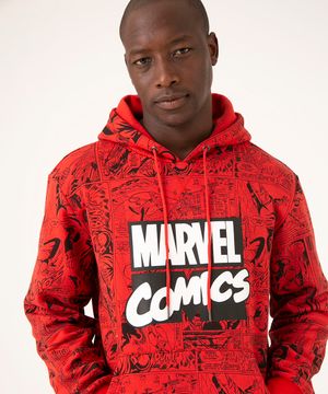 blusão de moletom com capuz marvel vermelho