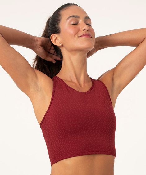 top cropped animal print esportivo vinho