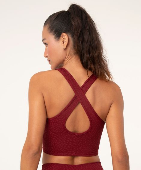 top cropped animal print esportivo vinho