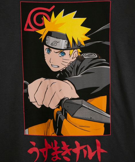 camiseta juvenil manga longa naruto grafite