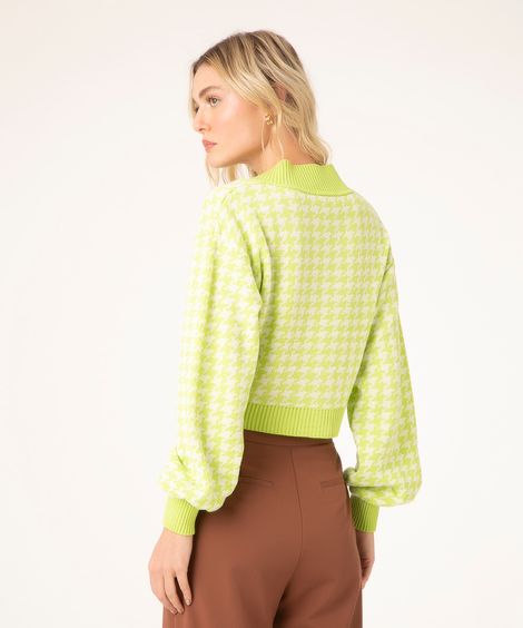 cardigan de tricô piet de pule manga bufante verde claro