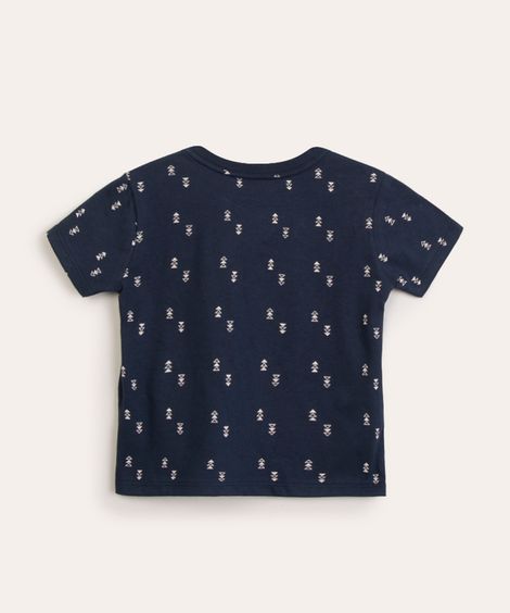 camiseta infantil triângulo manga curta com bolso azul marinho
