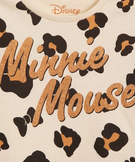 camiseta infantil manga longa minnie mouse bege