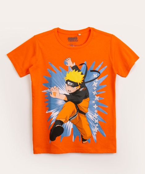 camiseta juvenil manga curta naruto laranja