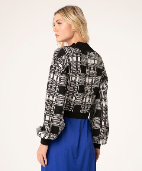 cardigan de tricô piet de pule manga bufante preto