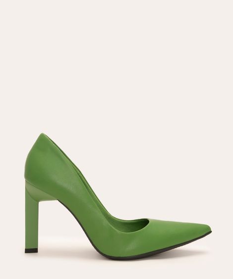 scarpin bico fino salto triângulo oneself verde