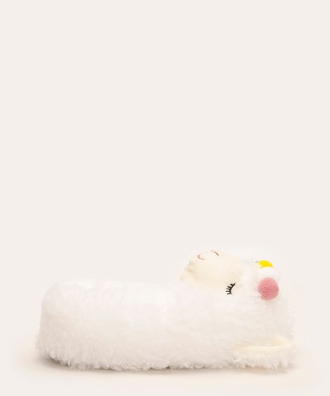 pantufa lhama em sherpa branca