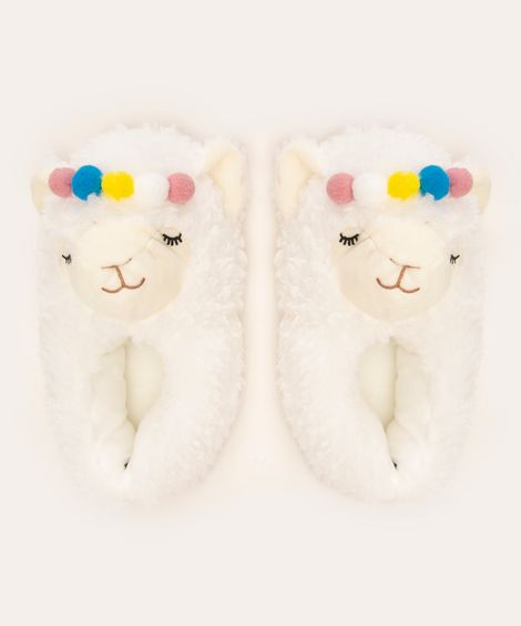 pantufa lhama em sherpa branca