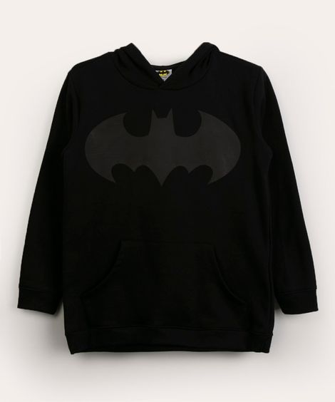 blusão juvenil de moletom batman preto