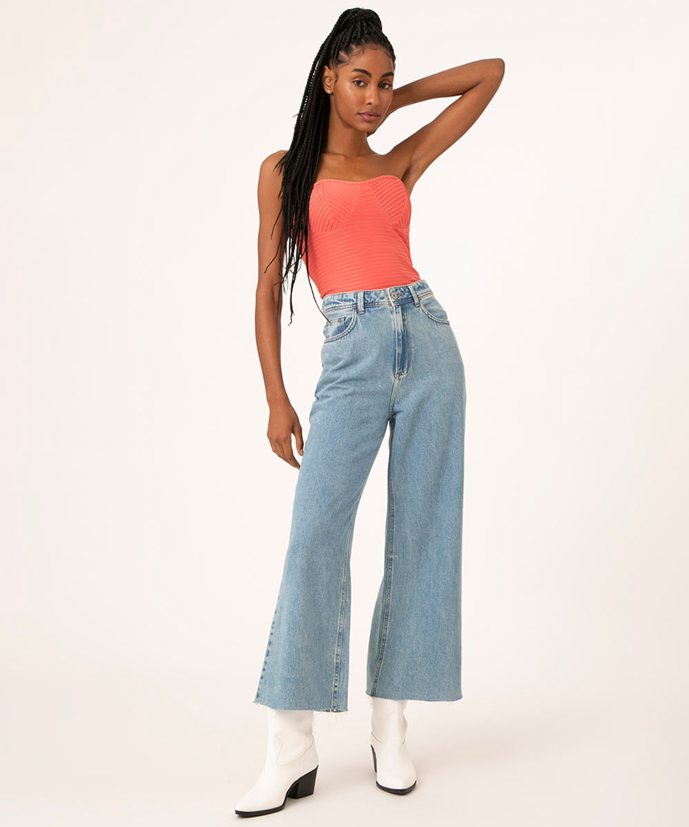 Blusa Texturizada Decote Princesa sem alça Rosa