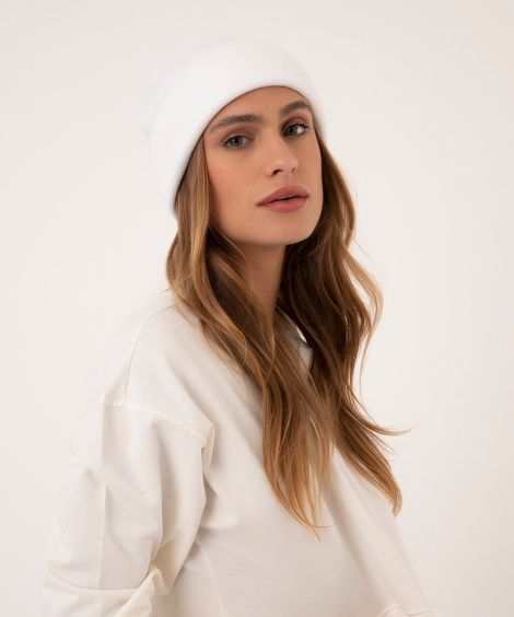 gorro de tricô básico off white