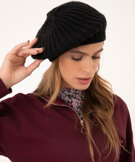 boina de tricot preta