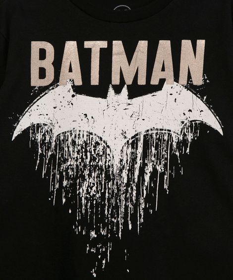 camiseta infantil de algodão manga longa batman preta