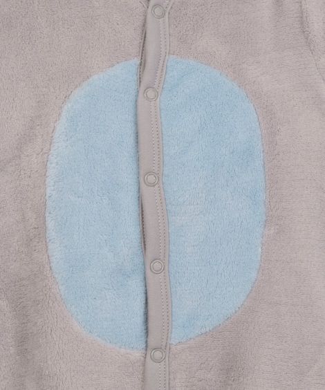 macacão infantil de fleece com capuz urso cinza