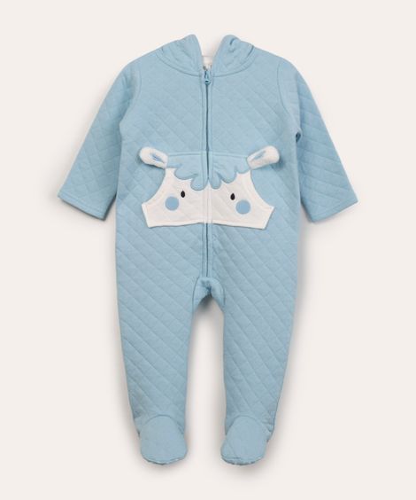 macacão infantil ovelha com capuz azul