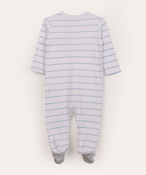 macacão infantil manga longa listrado mickey mouse off white