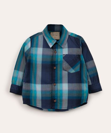 camisa infantil estampada com bolso azul