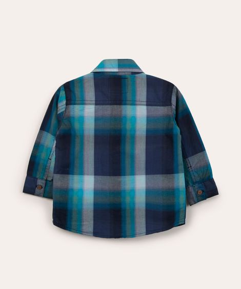 camisa infantil estampada com bolso azul