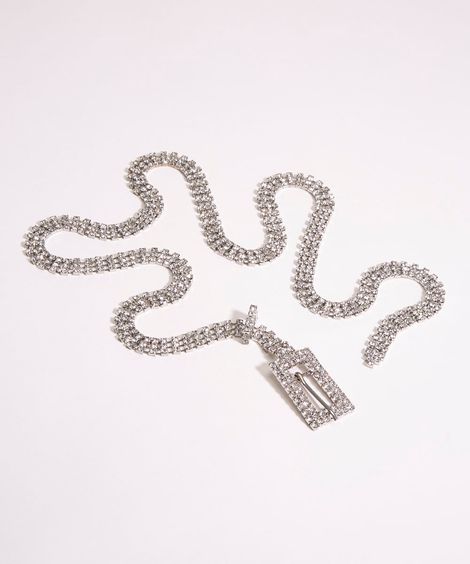 cinto de strass prateado