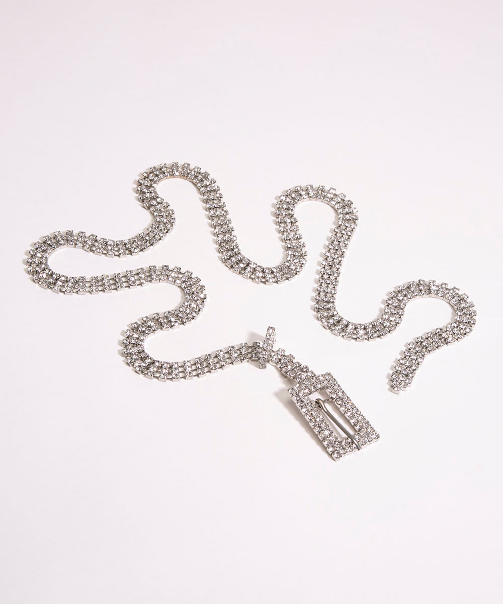 cinto de strass prateado