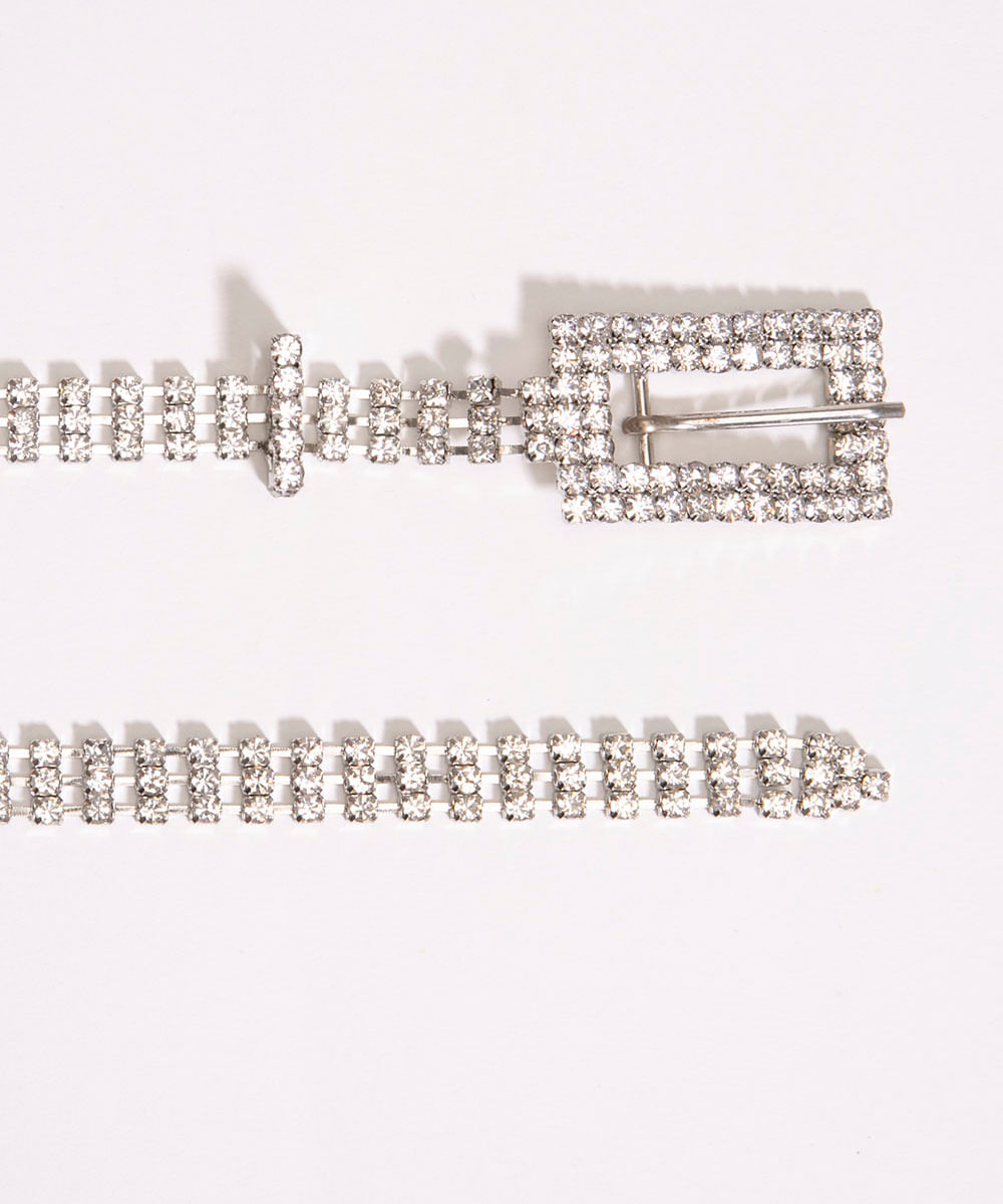 cinto de strass prateado