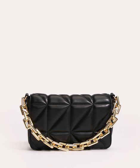 bolsa matelassê com corrente preta