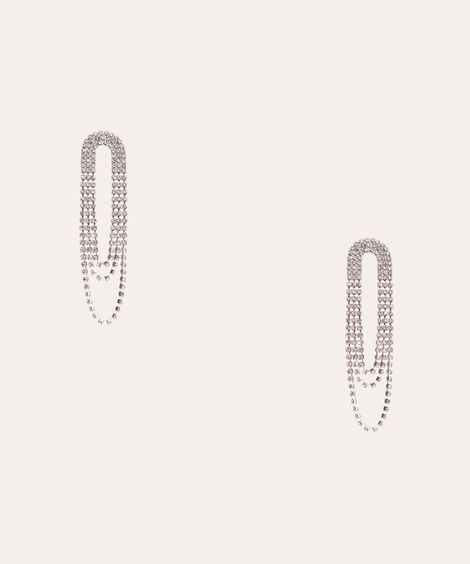 brinco de strass arco prateado