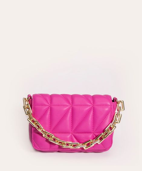 bolsa matelassê com corrente rosa