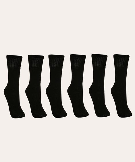 kit de 6 pares de meias masculinas cano longo preta