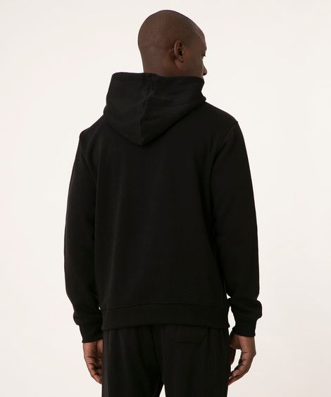 Blusão de Moletom Masculino com Capuz Preto