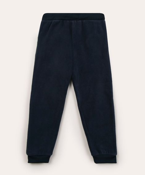 calça básica infantil de pelúcia azul marinho