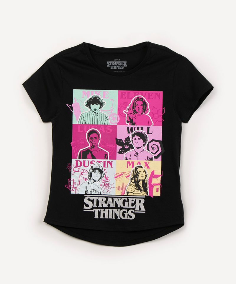 T-shirt estampada em algodão - Rosa claro/Stranger Things - CRIANÇA