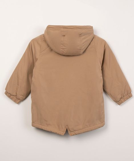 parka infantil com capuz e pelo bege