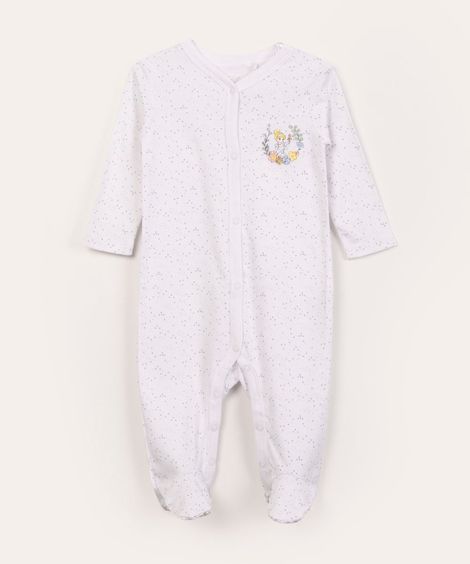 macacão infantil manga longa cinderela off white