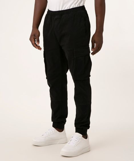 calça cargo jogger de sarja preta