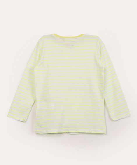 camiseta infantil manga longa listrada neon off white