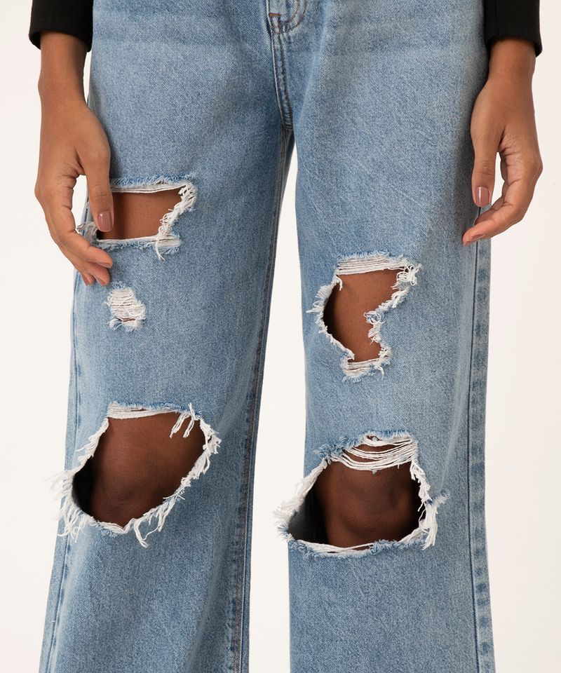 Calça Jeans Feminina Wide Leg Pantalona Cintura Alta - Fernanda