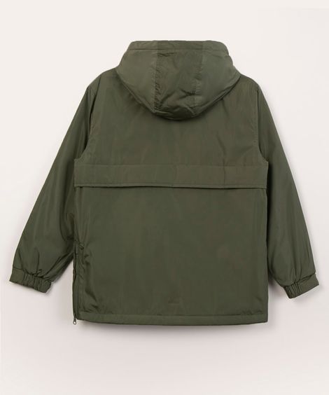 jaqueta juvenil com capuz  verde militar
