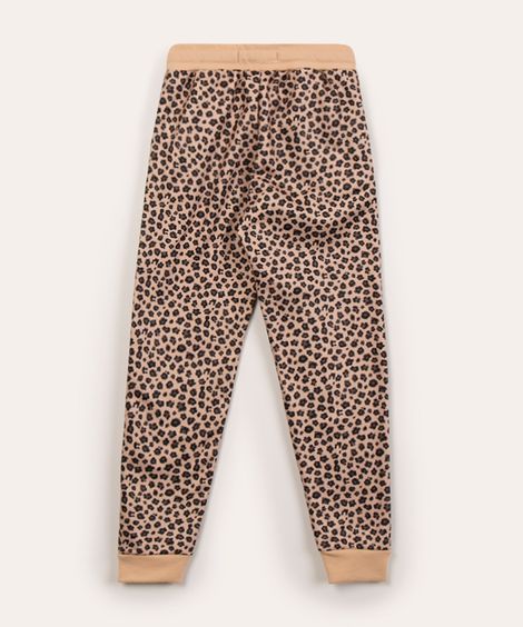 calça infantil de moletom animal print bege