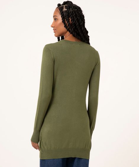 cardigan de tricô com botões verde militar