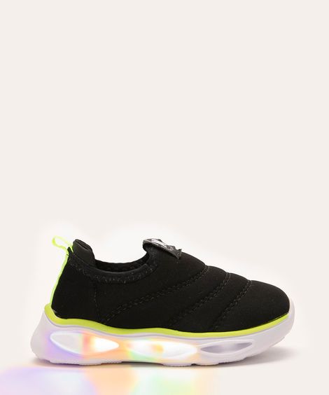 tênis infantil knit com luz led molekinho preto