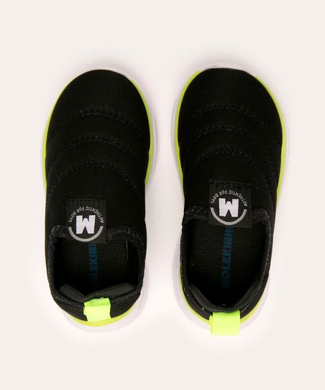 tênis infantil knit com luz led molekinho preto